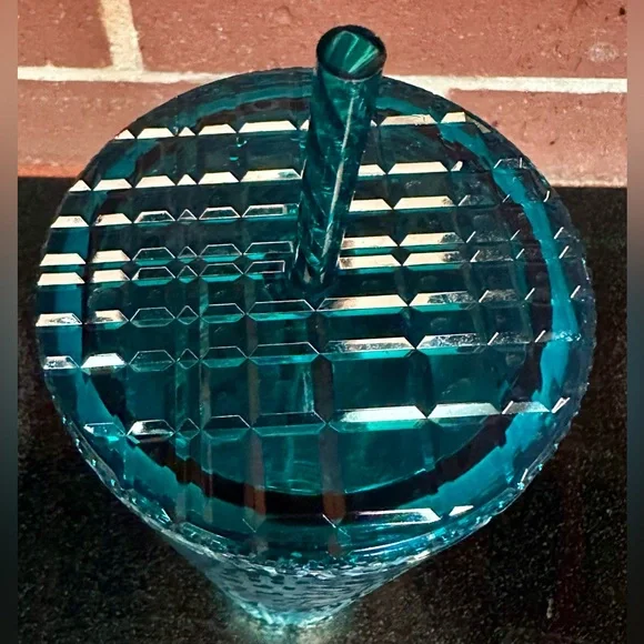 2021 Starbucks Teal Faceted Jeweled Cold Cup Tumbler Venti 24 oz w/ Lid & Straw - Picture 4 of 6